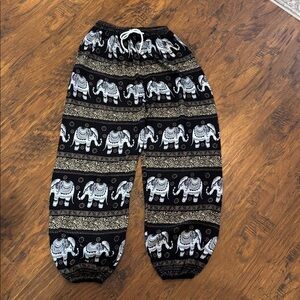 Thailand elephant print harem pants 40” in length 12” flat waist S 100% cotton